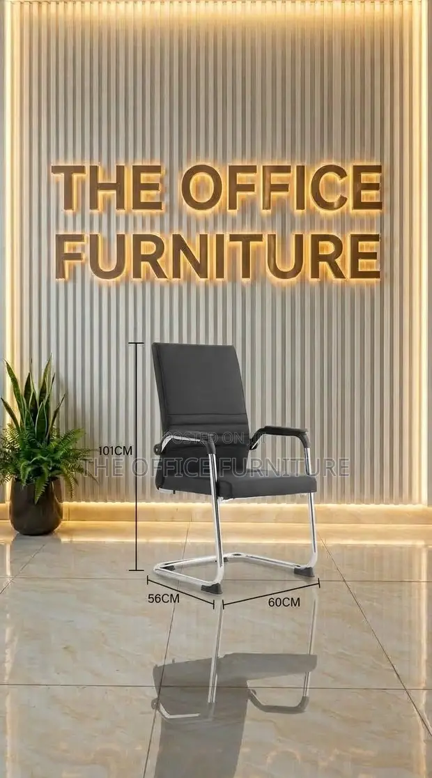 Office Chair - Black Fabric, Stainless Steel Frame - 1