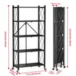 5-Tier Foldable Storage Rack with Wheels - Black - 2