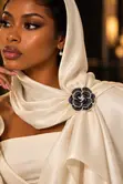 Noir Camellia Brooch - 1