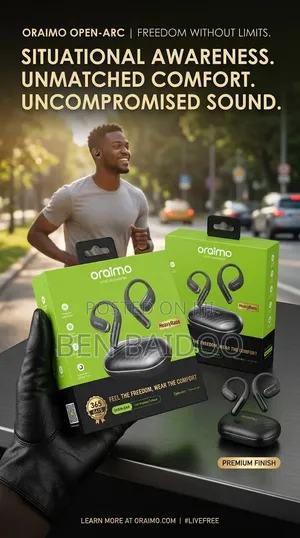 Oraimo Open Arc Wireless Earbuds - Black