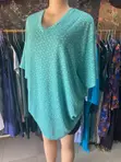 Green Polka Dot Free Size Batwing Blouse - V-Neck - 1