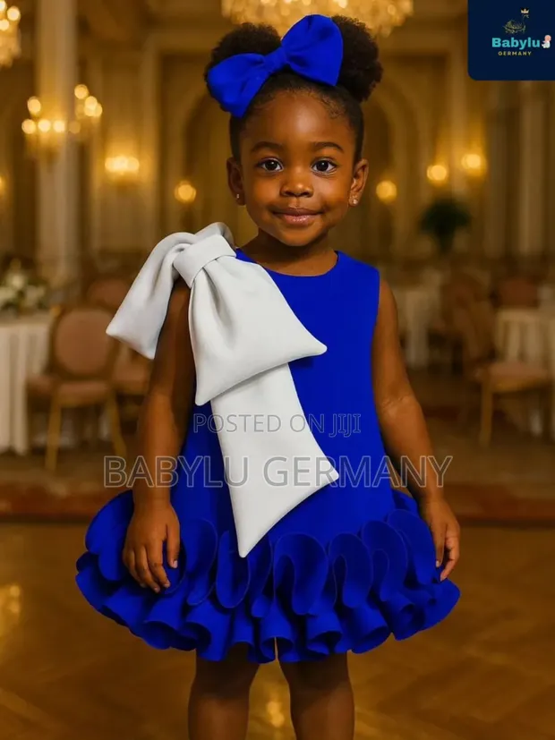 Cute Blue Ballgown Dress with Free Hair Band - 1