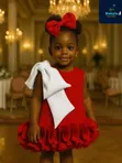 Cute Red Ballgown Dress with Free Hair Accessory - 1
