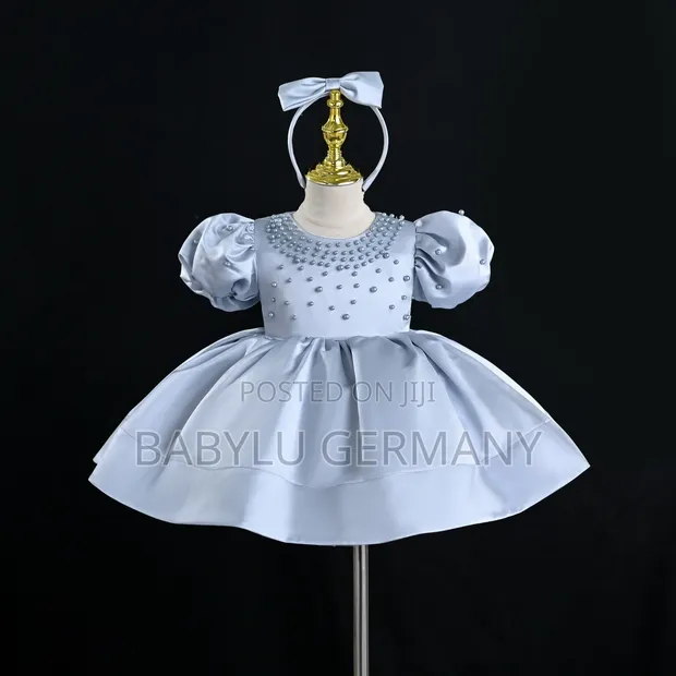 Premium Blue Dress with Matching Hair Accessory - 1