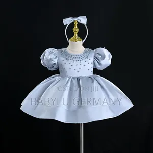Premium Blue Dress with Matching Hair Accessory