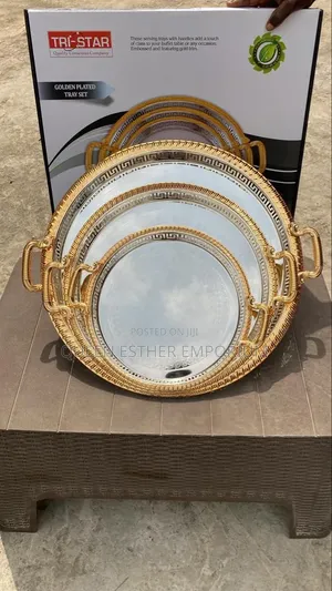 Serving Tray with Gold Accents