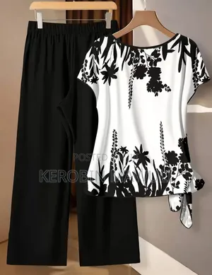 Women's 2pcs Floral Print Top and Casual Pants Set