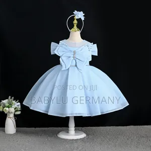 Premium Quality Blue Dress with Matching Hair Accessory