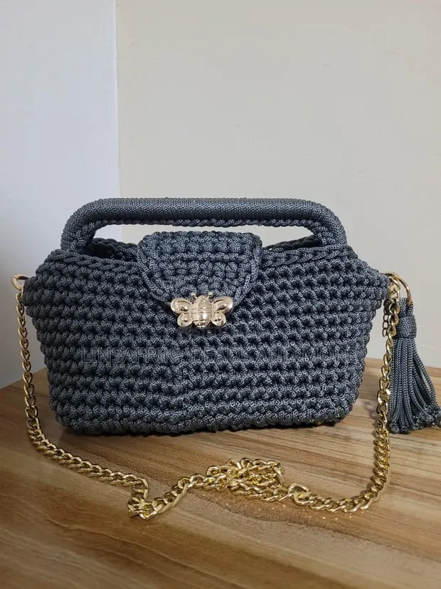 Handmade Charcoal Butterfly Shoulder Bag - 1