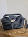 Handmade Charcoal Butterfly Shoulder Bag - 2