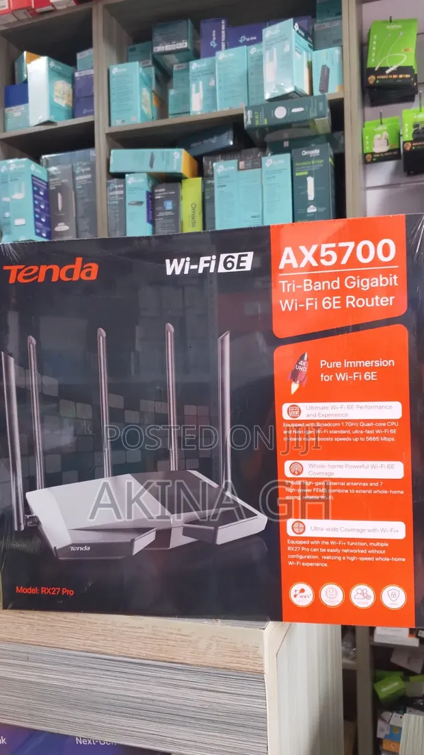 Tenda WiFi 6E AX5700 Tri-Band Gigabit Router RX27 PRO - 1