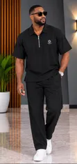 All Black Luxury Top and Down Kaftan - 2