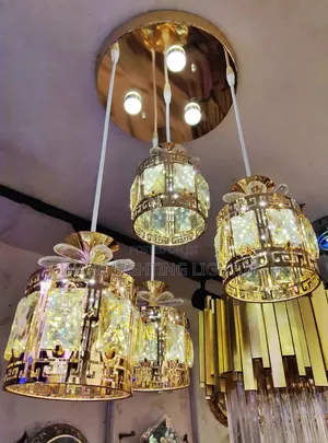 Gold with Crystal Glass Pendant Light Chandelier