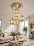 Gold with Crystal Glass Pendant Light Chandelier - 2