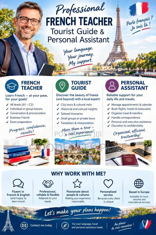Professional French Services, Tourist Guide & Personal Assistant - 1