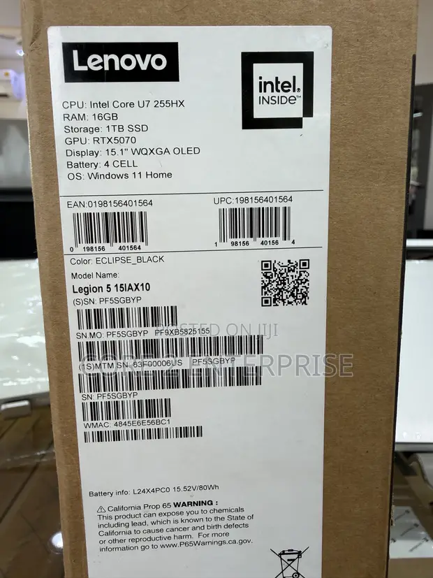 Lenovo Legion 5 Gaming Laptop - Intel Core Ultra 7, RTX 5070 - 1