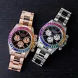 Rolex-Inspired Rainbow Chronograph Luxury Watch - Rose Gold - 4