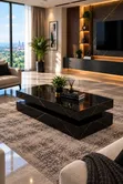 Modern Center Table - Black Marble & Gold - 1