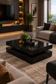 Modern Center Table - Black Marble & Gold - 2