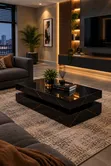 Modern Center Table - Black Marble & Gold - 3