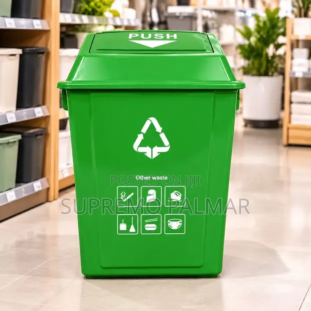 25L Push-Lid Dustbin - Blue, Grey, or Green - 1