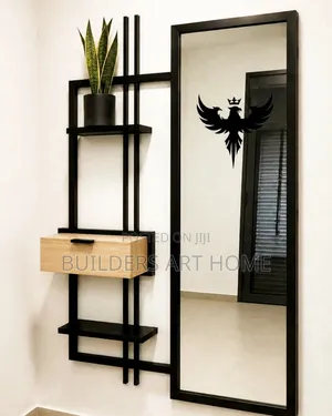 Modern Industrial Dressing Mirror with Drawer