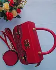 Red Top-Handle Ladies Handbag with Coin Pouch - 1