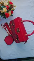 Red Top-Handle Ladies Handbag with Coin Pouch - 2