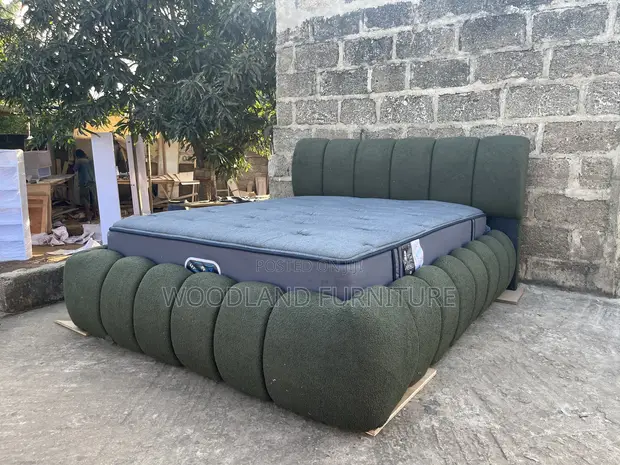 Royal Comfort Double Bed Frame - Green Bouclé - 1