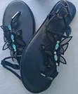 Black Butterfly Crystal Rhinestone Flat Thong Sandals (Size 42) - 1