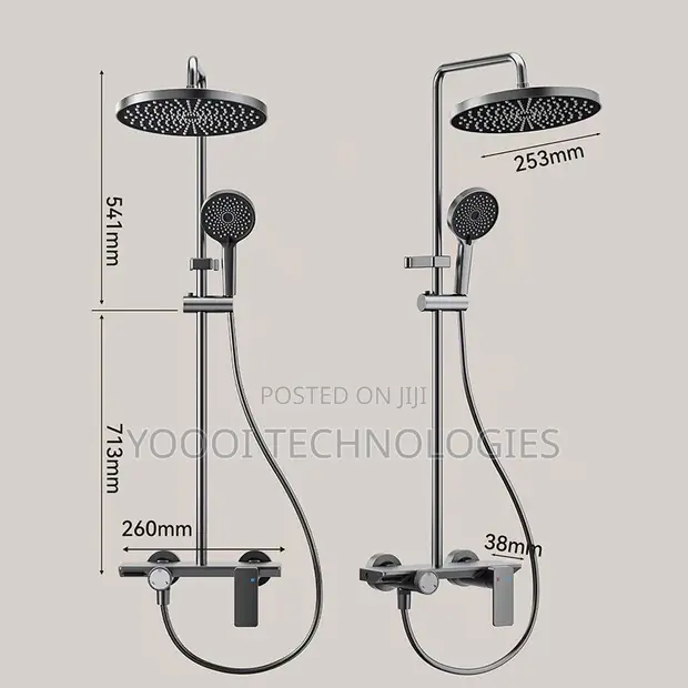 Modern Luxury Bathroom Rain Shower Set - Polished Chrome - 1