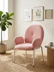 Keah Accent Chair - Pink Sherpa Barrel Chair with Gold Legs - 1