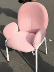 Keah Accent Chair - Pink Sherpa Barrel Chair with Gold Legs - 2