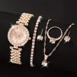 Jewelry Set: Necklace, Watch, Earrings, Bracelet, Ring - 3