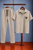 Men's Casual Short-Sleeve Shirt and Matching Trousers Set - 4