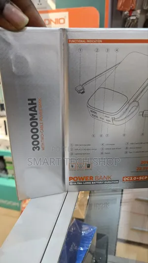 LDNIO PQ30 30000mAh Power Bank with Built-in Cables