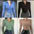 Trendy Collar Zip-Up Bodysuit - Blue - 1
