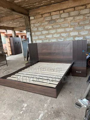 Floating Bed Frame with Side Drawers - Brown