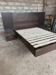 Floating Bed Frame with Side Drawers - Brown - 2