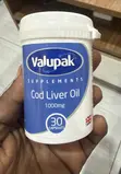 Valupak Cod Liver Oil 1000mg - Omega 3, Vitamins A & D3 (30 Capsules) - 1