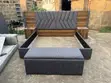 Wood-Mode Queen Size Bed with Walnut Wood & Grey Upholstery - 2