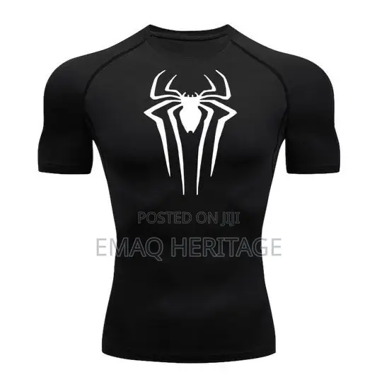 Spider Compression Fit T-Shirt - Black / White Logo - 1