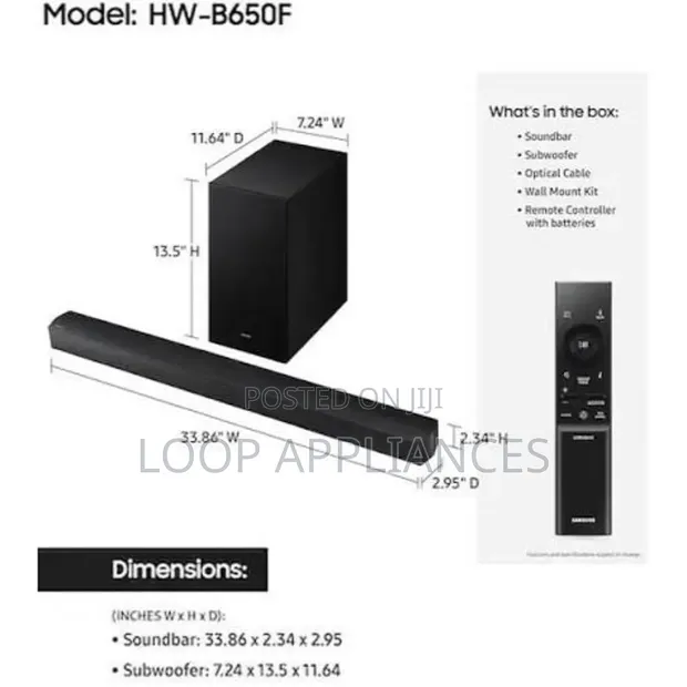 Samsung HW-B650F B-Series 3.1 Channel Soundbar - 1