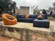 Royal Comfort Modular Sofa Set - Navy Blue & Orange - 2