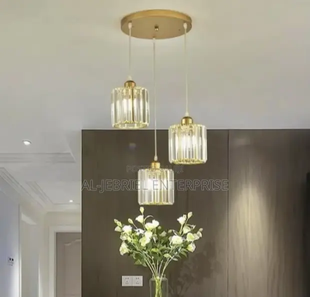 Crystal Pendant Chandelier - 3 Heads - 1