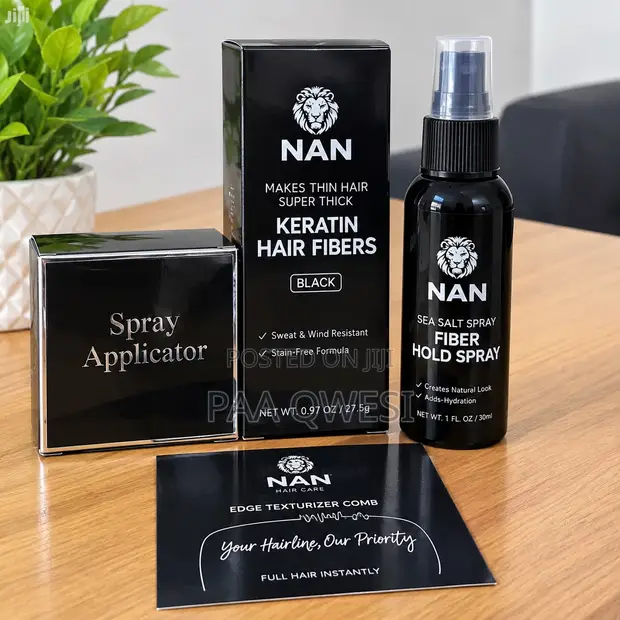 NAN Hair Fibers & Styling Kit - Black - 1