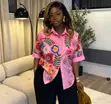 Luxury Women's 2-Piece Set: Embroidered Shirt & Wide Leg Pants - 3