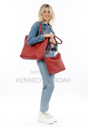 Classic Emily & Noah Red Leather Bucket Bag