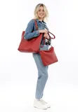 Classic Emily & Noah Red Leather Bucket Bag - 1