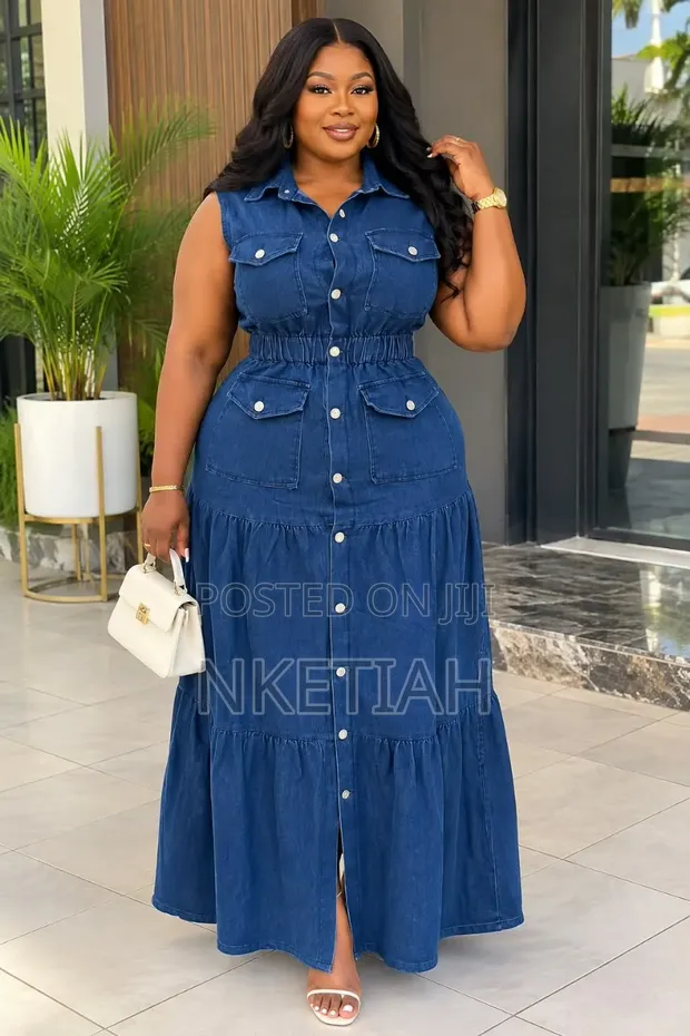 Quality Denim Dress - Blue - 1